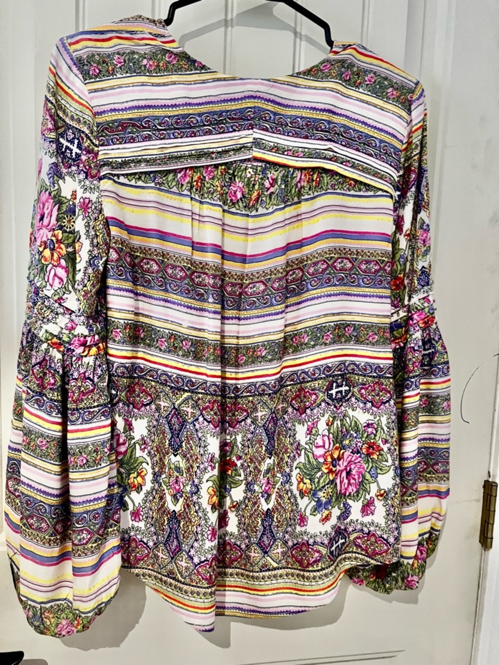 Floral mauve  Anthropologie Stripe Long-Sleeve Blouse - White/Purple